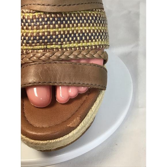 Lucky Brand Open Toe Platform Mules Sz. 7.5 EUC Mika Faux Wood Block Heels 4in - Picture 6 of 10